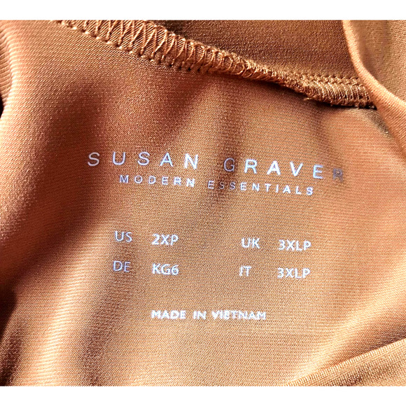 Susan Graver Shirt Womens 2X Petite Rust Orange Modern Essentials 3/4 Sleeve - Picture 4 of 12